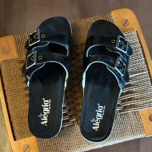 Alegria by PG Lite, black 2 buckle strap slide, 39 (7.5-8)